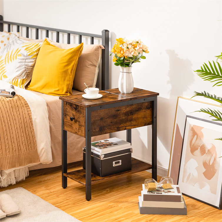 Borough Wharf Cargan Iron Bedside Table Wayfair.co.uk